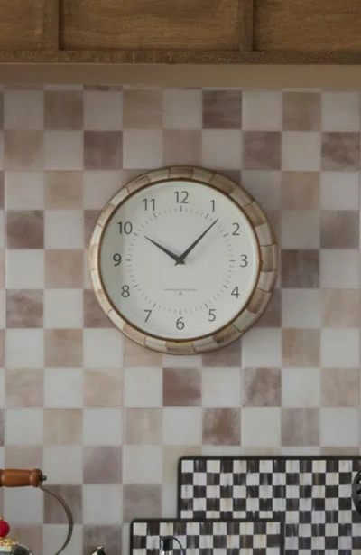 Mackenzie-childs Mackenzie Childs Mocha Check Enameled Steel School Wall Clock In Multi
