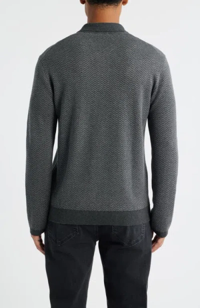 Rails Herrington Herringbone Polo Sweater In Black