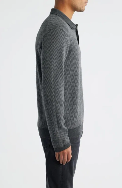 Rails Herrington Herringbone Polo Sweater In Black