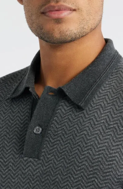 Rails Herrington Herringbone Polo Sweater In Black
