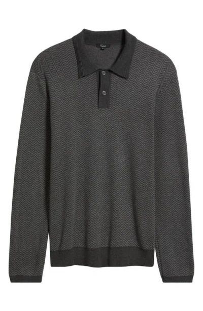 Rails Herrington Herringbone Polo Sweater In Black