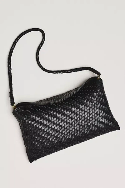 Bembien Roux Handwoven Leather Clutch In Black