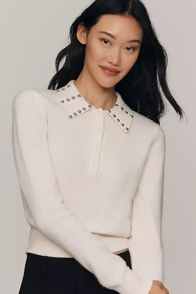 Derek Lam 10 Crosby Sancia Embellished Collar Sweater In White