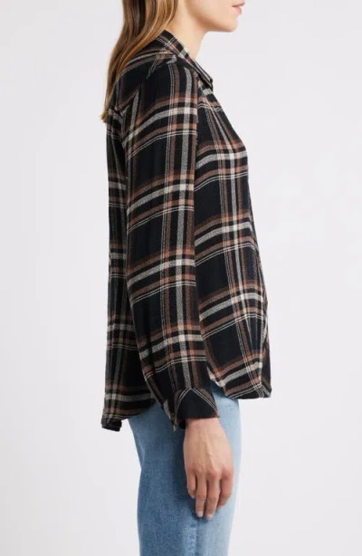 Cloth & Stone Plaid Button-up Shirt In Black