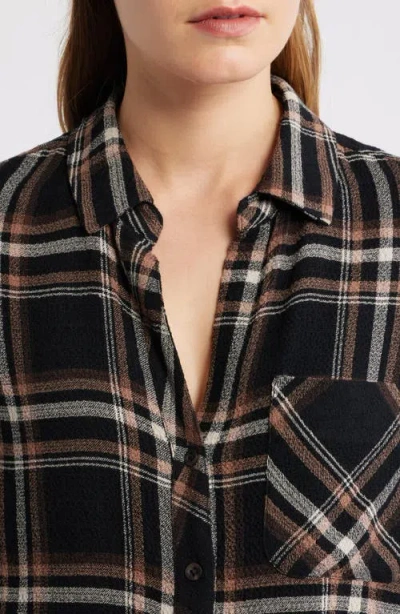 Cloth & Stone Plaid Button-up Shirt In Black