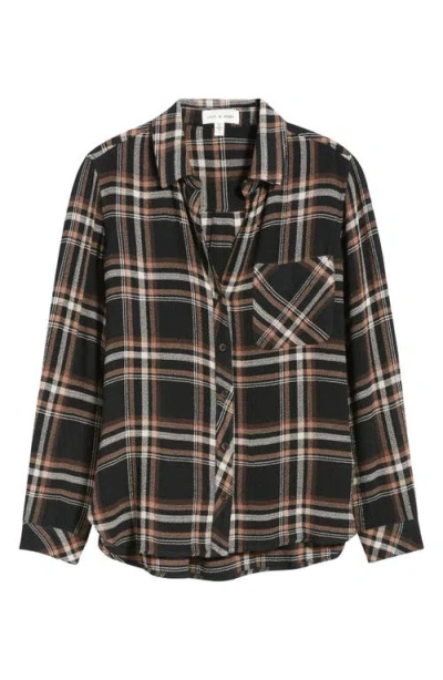 Cloth & Stone Plaid Button-up Shirt In Black