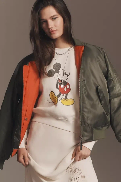 Re/done Classic Disney Crew-neck Sweatshirt In Green