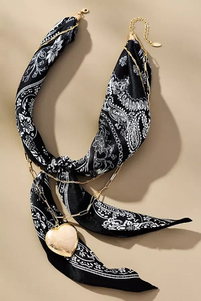 By Anthropologie Double-chain Charmed Scarf Necklace In Black