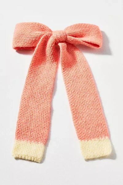 By Anthropologie Knit Bow Barrette In Pink