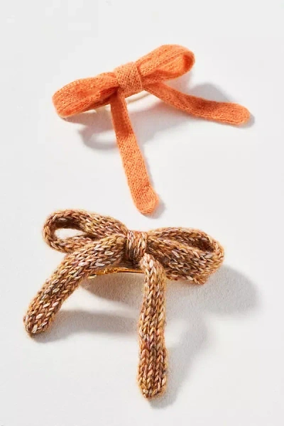 By Anthropologie Knit Bow Barrettes, Set Of 2 In Multi