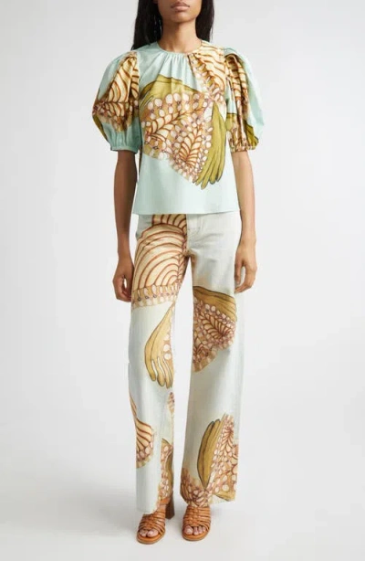 Ulla Johnson Willow Jeans Water Blossoms In Neutral