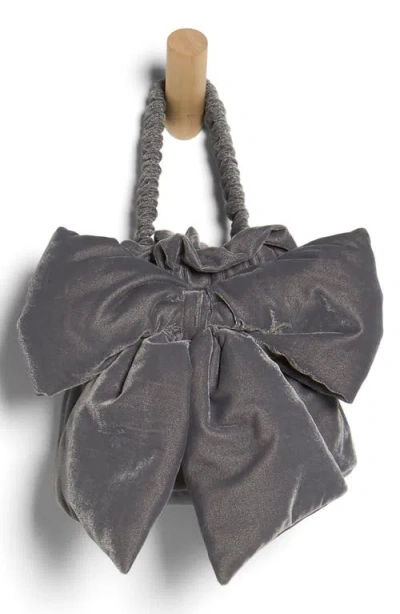 Free People Belle Velvet Bow Bag In Gray