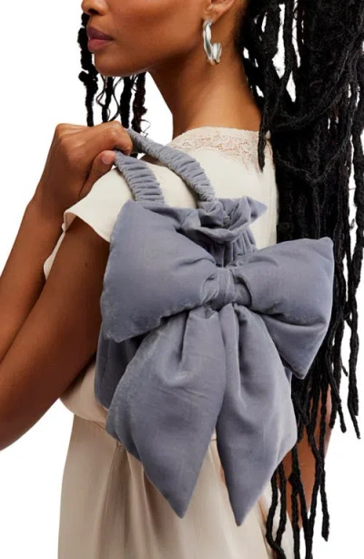 Free People Belle Velvet Bow Bag In Gray