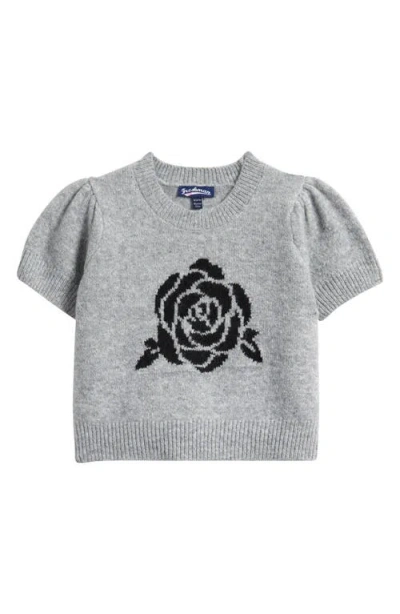 Freshman Kids' Flower Short Sleeve Sweater In Gray