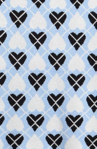 Freshman Kids' Heart Argyle Cardigan, Camisole & Skirt 3-piece Set In Blue