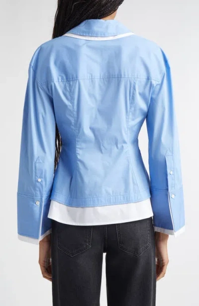 Veronica Beard Bonnie Layered Cotton Blend Button-up Shirt In Blue
