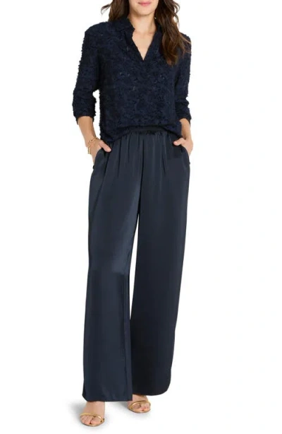 Nic + Zoe Nic+zoe Day Gloss Wide Leg Pull-on Pants In Blue