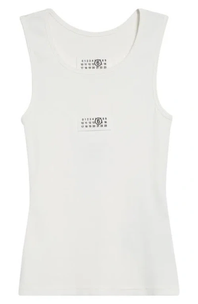 Mm6 Maison Margiela Numeric Logo Patch Stretch Cotton Tank In White