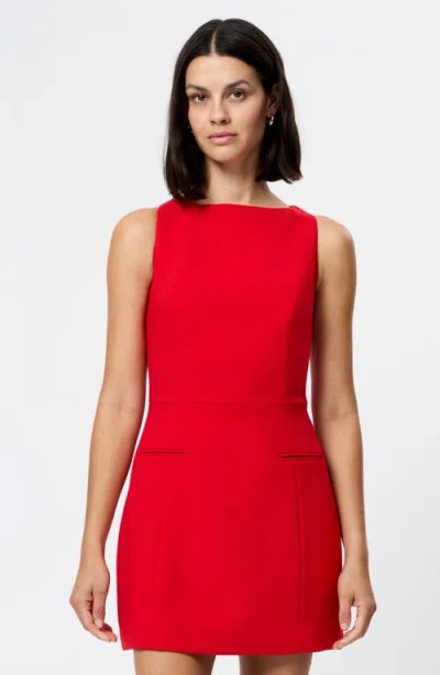 French Connection Whisper Boatneck Minidress In Red