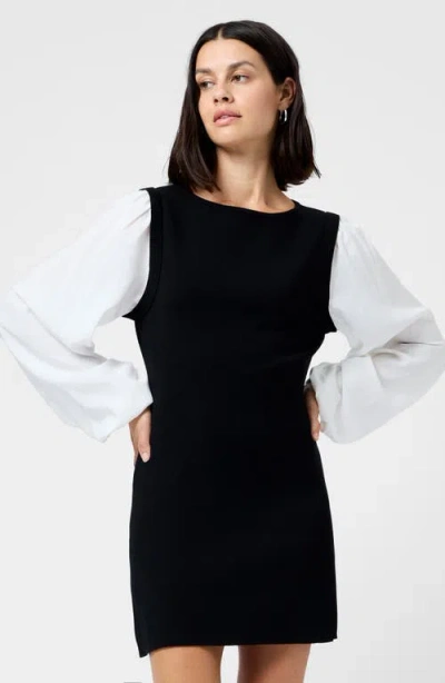 French Connection Maxime Long Sleeve Shift Dress In Black
