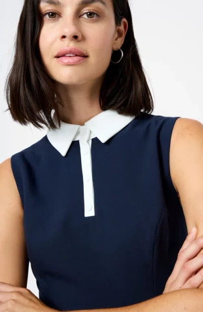 French Connection Azra Contrast Detail Sleeveless Twill Minidress In Blue