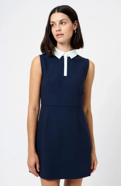 French Connection Azra Contrast Detail Sleeveless Twill Minidress In Blue