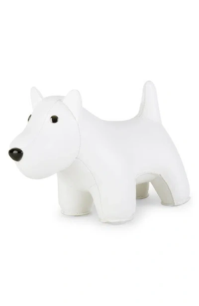 Zuny Westie Faux Leather Bookend In White