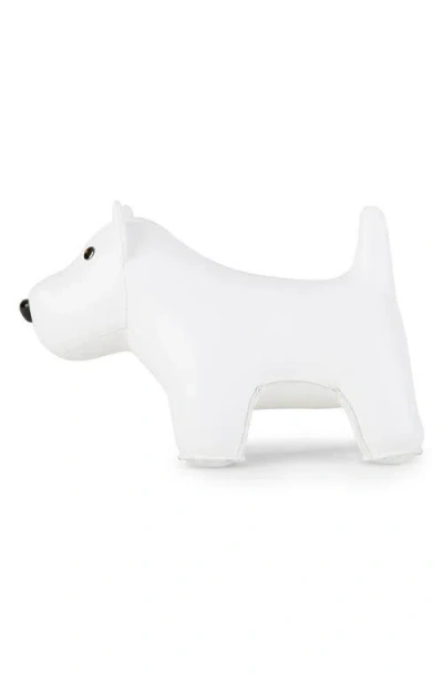Zuny Westie Faux Leather Bookend In White