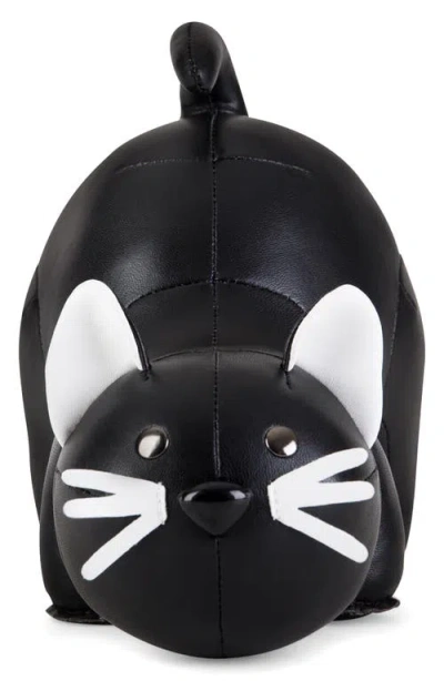 Zuny Cat Faux Leather Bookend In Black