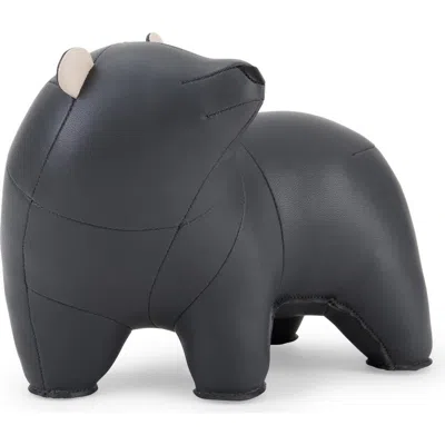 Zuny Bear Bero Faux Leather Bookend In Black
