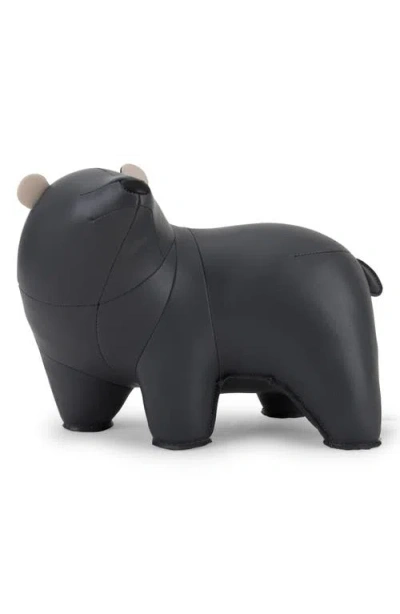 Zuny Bear Bero Faux Leather Bookend In Black