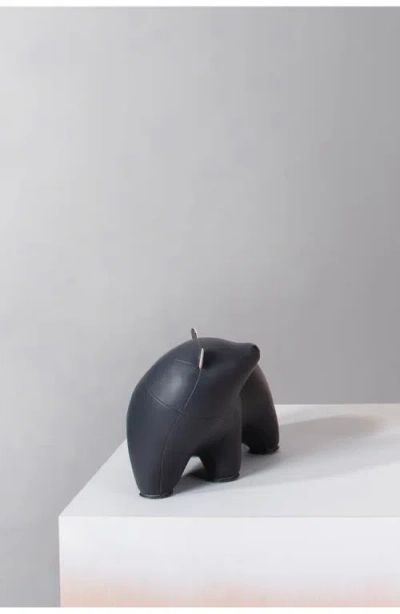 Zuny Bear Bero Faux Leather Bookend In Black