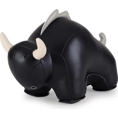Zuny Bull Buloo Faux Leather Bookend In Black