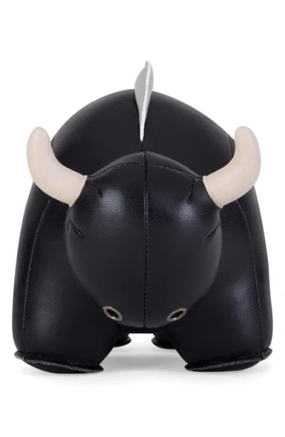 Zuny Bull Buloo Faux Leather Bookend In Black