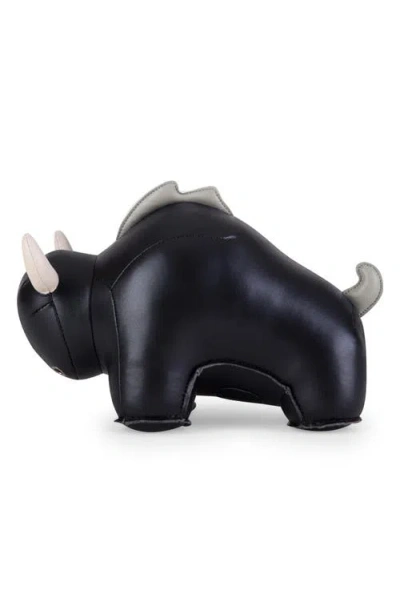 Zuny Bull Buloo Faux Leather Bookend In Black