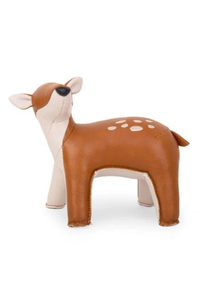 Zuny Deer Luke Faux Leather Paperweight In Brown