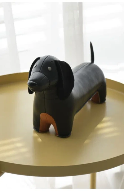 Zuny Teckel Dachshund Faux Leather Bookend In Black