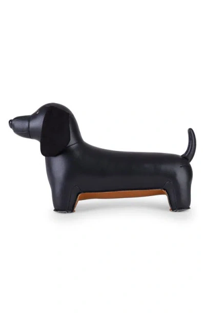 Zuny Teckel Dachshund Faux Leather Bookend In Black
