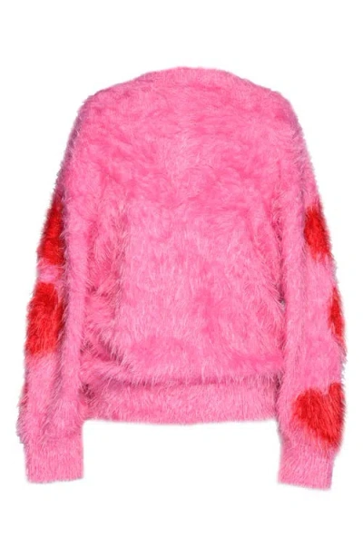 Truly Me Kids' Heart Eyelash Sweater In Pink