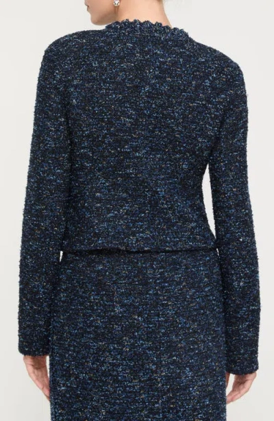 Lafayette 148 New York Cosmos Crochet Trim Bouclé Tweed Jacket In Blue
