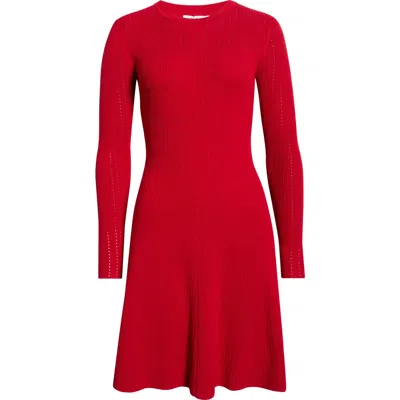 Madewell Tina Pointelle Sweater Minidress In Red