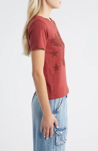 Golden Hour Roses & Stars Graphic T-shirt In Red