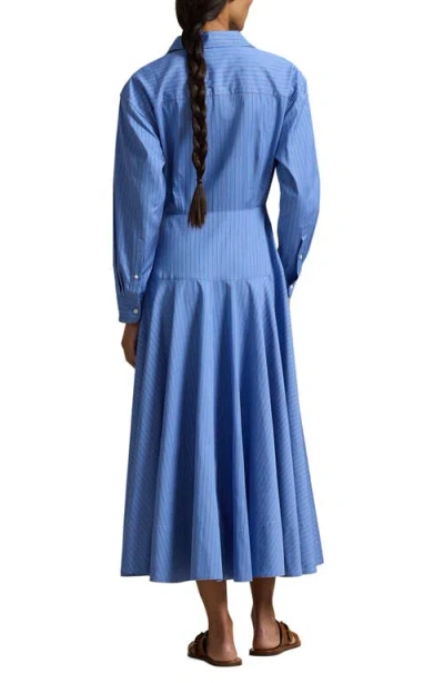 Polo Ralph Lauren Stripe Cotton Poplin Shirtdress In Blue