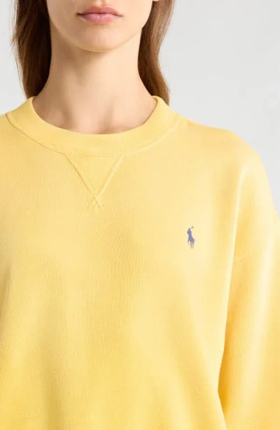 Polo Ralph Lauren Fleece Crewneck Sweatshirt In Yellow
