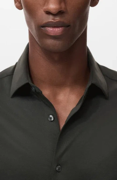 Mango Comfort Stretch Button-up Shirt In Black