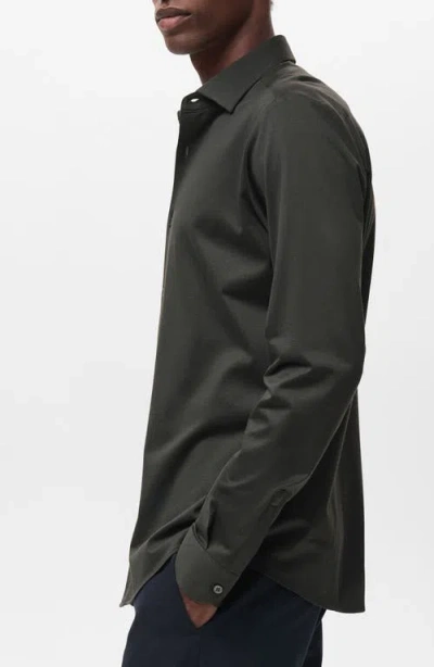Mango Comfort Stretch Button-up Shirt In Black