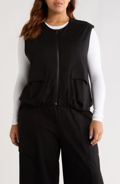 Wit & Wisdom Knit Zip-up Vest In Black