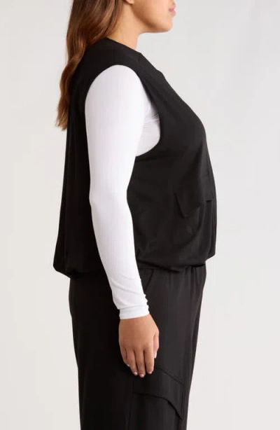 Wit & Wisdom Knit Zip-up Vest In Black