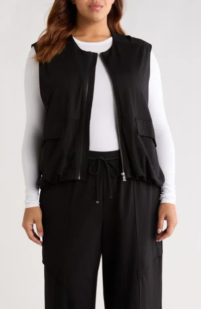 Wit & Wisdom Knit Zip-up Vest In Black