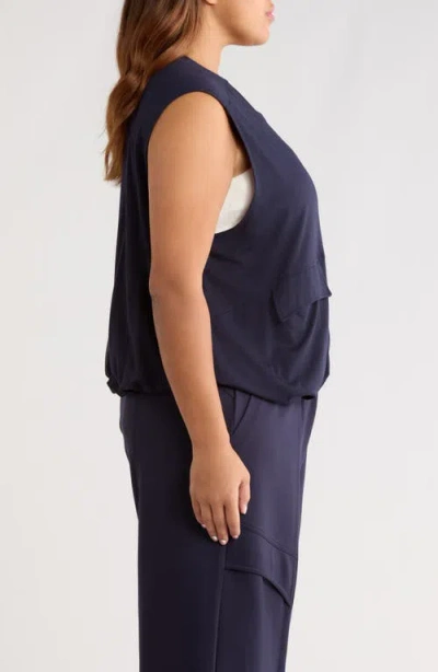 Wit & Wisdom Knit Zip-up Vest In Blue